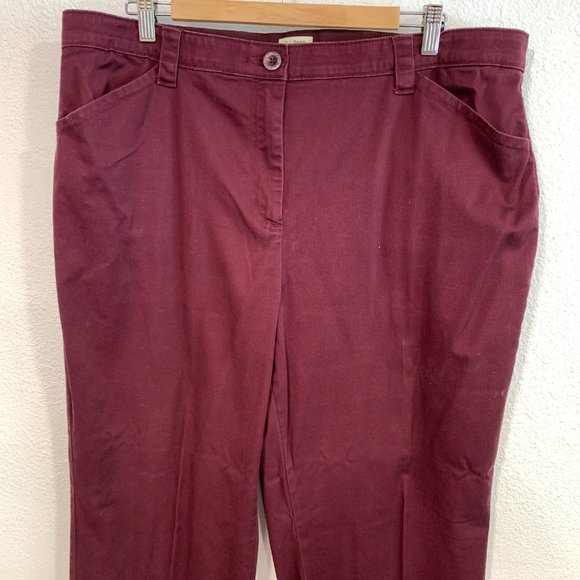 LL Bean Classic Fit Casual Pants Burgundy Stretch W39 x L30.5 EUC Womens Size 20 - Picture 6 of 8